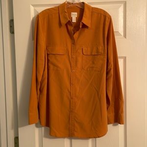 Chicos Mustard Button down. Minor spots on back. Size 2.